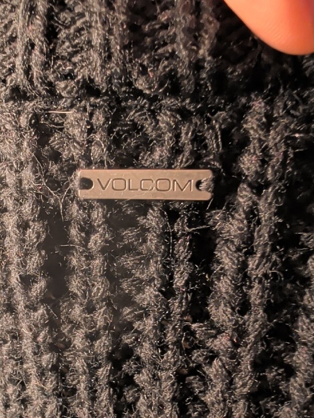 Volcom Black Large Sweater with Yellow, Red, Pink and Gray Stripes - Picture 3 of 6